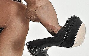 Dark Haired Milf Louise Jenson Strikes High-Heels, Legs, Lingerie, Milf, Stockings